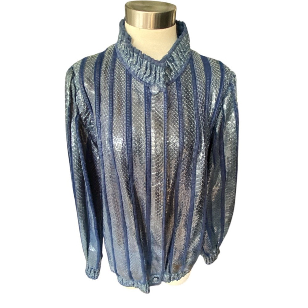 Hettabretz Vtg  1973 Women's Snake Skin 50% Silk 50% Virgin Wool Sweater Jacket